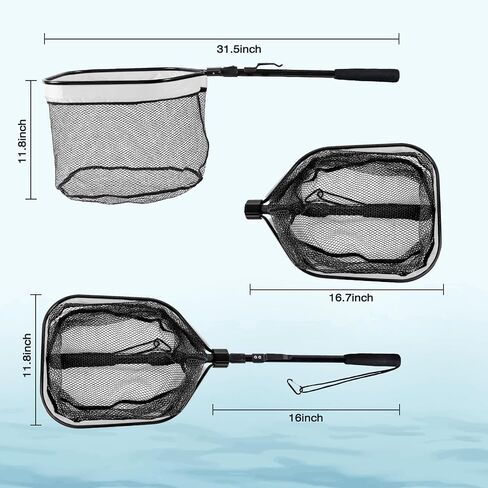 Floating Fishing Net for Steelhead, Salmon, Fly, Kayak, Bass,Trout Fishing, Catfish, Rubber Fish Net for Easy Catch & Release,Fishing Gear with Telescoping Handle Easy Transportation & Storage in Saudi Arabia
