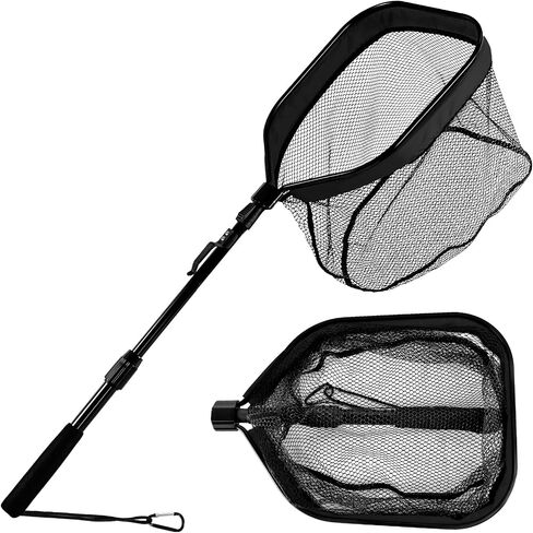 Floating Fishing Net for Steelhead, Salmon, Fly, Kayak, Bass,Trout Fishing, Catfish, Rubber Fish Net for Easy Catch & Release,Fishing Gear with Telescoping Handle Easy Transportation & Storage in Saudi Arabia