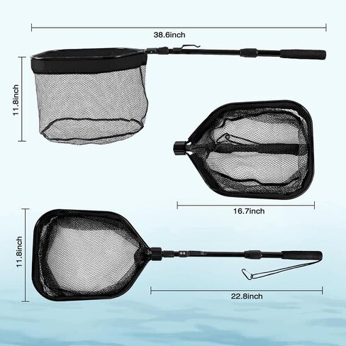 Floating Fishing Net for Steelhead, Salmon, Fly, Kayak, Bass,Trout Fishing, Catfish, Rubber Fish Net for Easy Catch & Release,Fishing Gear with Telescoping Handle Easy Transportation & Storage in Saudi Arabia