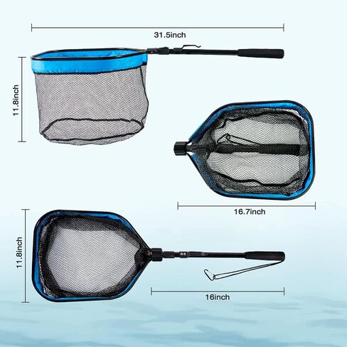 Floating Fishing Net for Steelhead, Salmon, Fly, Kayak, Bass,Trout Fishing, Catfish, Rubber Fish Net for Easy Catch & Release,Fishing Gear with Telescoping Handle Easy Transportation & Storage in Saudi Arabia