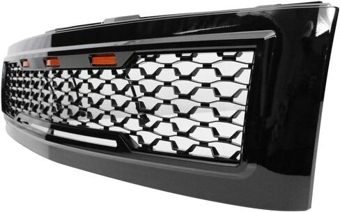 Ikon Motorsports ، Grille متوافق مع 2007-2013 شيفروليه سيلفرادو 1500 ، شواية Mesh Mesh Hood الأمامية مع أسود إشارة العنبر ، 2008 2008 2012 2012 2012 in Kuwait