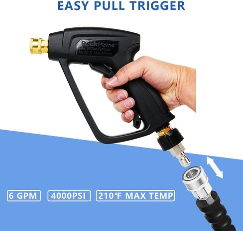 Stubby Pressure Washer Gun Swivel with M22-14mm Connector and 1/4" Outlet Quick Connects Power Washer Gun 5000 PSI for Foam Cannon Car Wash in Kuwait