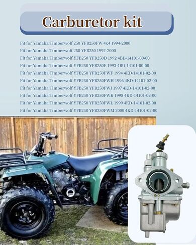 Carburetor Carb Kit Fit for Yamaha Timberwolf YFB 250 TFB250 YFB250FW 1992-2000, Parts 4BD-14101-00-00 1YW-14451-00-00 Air Filter in Saudi Arabia
