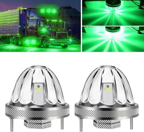 2Pcs Glass Watermelon Lights, Purple LED Side Marker Turn Signal Lights with Bezel, Clear Lens, Compatible with Kenworth, Peterbilt, Freightliner Trucks in Saudi Arabia