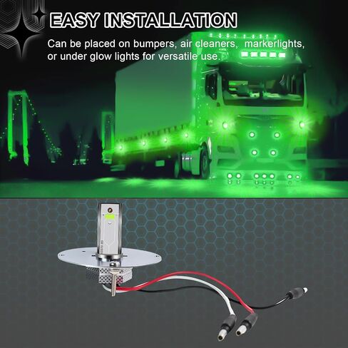 2Pcs Glass Watermelon Lights, Purple LED Side Marker Turn Signal Lights with Bezel, Clear Lens, Compatible with Kenworth, Peterbilt, Freightliner Trucks in Saudi Arabia