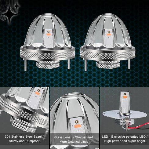 2Pcs Glass Watermelon Lights, Purple LED Side Marker Turn Signal Lights with Bezel, Clear Lens, Compatible with Kenworth, Peterbilt, Freightliner Trucks in Saudi Arabia