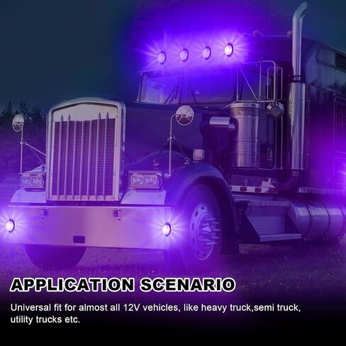 2Pcs Glass Watermelon Lights, Purple LED Side Marker Turn Signal Lights with Bezel, Clear Lens, Compatible with Kenworth, Peterbilt, Freightliner Trucks in Saudi Arabia