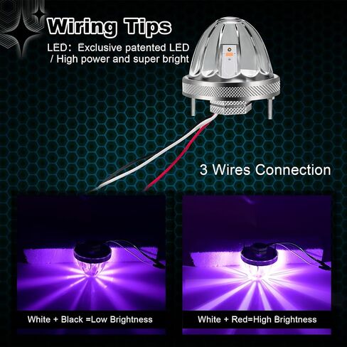 2Pcs Glass Watermelon Lights, Purple LED Side Marker Turn Signal Lights with Bezel, Clear Lens, Compatible with Kenworth, Peterbilt, Freightliner Trucks in Saudi Arabia