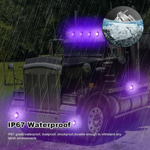 2Pcs Glass Watermelon Lights, Purple LED Side Marker Turn Signal Lights with Bezel, Clear Lens, Compatible with Kenworth, Peterbilt, Freightliner Trucks in Saudi Arabia