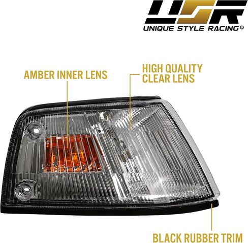 USR DEPO 88-89 Civic 4D Corner Lights - Front Cornering Parking Turn Signal Lamp Set (Left + Right) Compatible with 1988-1989 Honda Civic 4 Doors Sedan (Amber/Clear Lens) in Saudi Arabia