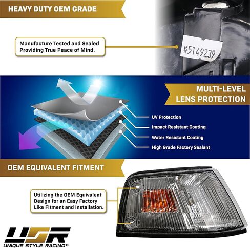 USR DEPO 88-89 Civic 4D Corner Lights - Front Cornering Parking Turn Signal Lamp Set (Left + Right) Compatible with 1988-1989 Honda Civic 4 Doors Sedan (Amber/Clear Lens) in Saudi Arabia