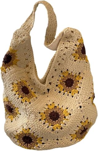 MakeMeChic Women's Crochet Tote Handbag Large Capacity Top Handle Knit Shoulder Handbags in Saudi Arabia