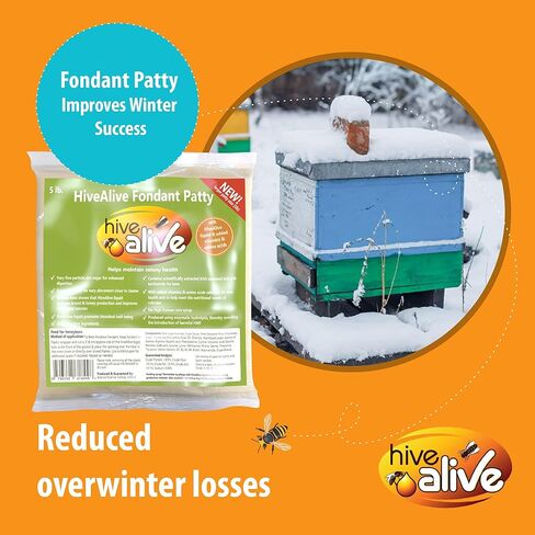 HIVE ALIVE Fondant Bee Food Supplement - with Vitamins & Amino Acids - Feed Enhancer Improves Colony Health, Population & Honey Production - Ideal Winter, Spring Feed to Lower Mortality - 5lb, 6Pack in Kuwait