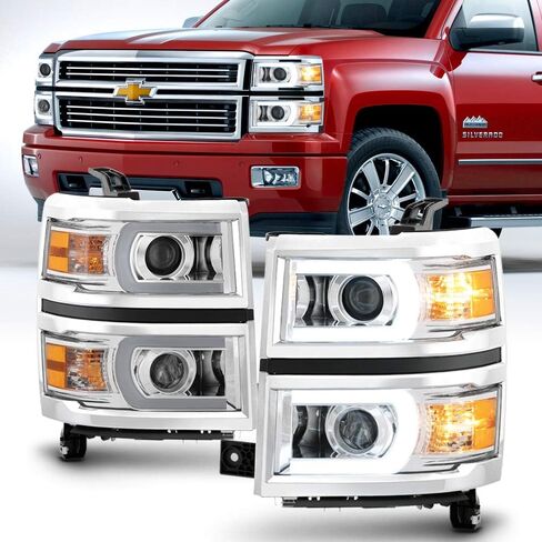 Acanii - لعام 2014-2015 Chevy Silverado 1500 LED Tube Tube Drl Projector المصابيح الأمامية السائق + جانب الركاب in Saudi Arabia