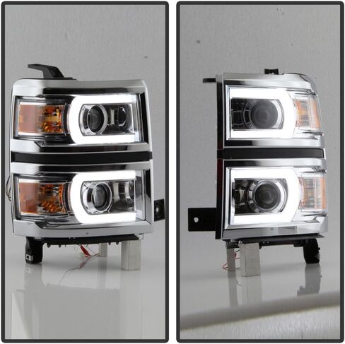 Acanii - لعام 2014-2015 Chevy Silverado 1500 LED Tube Tube Drl Projector المصابيح الأمامية السائق + جانب الركاب in Saudi Arabia