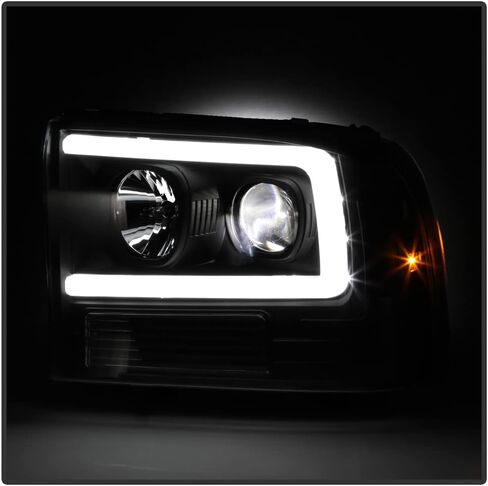 ACANII - For 1999-2004 Ford F250 F350 SuperDuty Black LED Tube w/Built-In LED Projector Headlights Headlamps Left+Right in Saudi Arabia
