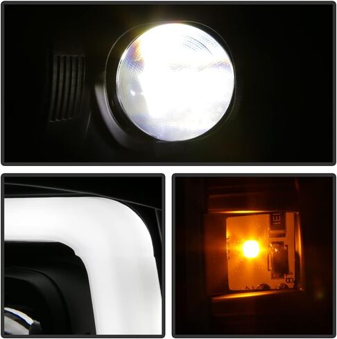 ACANII - For 1999-2004 Ford F250 F350 SuperDuty Black LED Tube w/Built-In LED Projector Headlights Headlamps Left+Right in Saudi Arabia