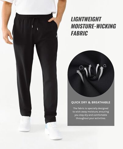 Men's Lightweight Quick-Dry Hiking Pants Water Resistant Elastic Waist with Pockets for Travel Running Fishing in Saudi Arabia