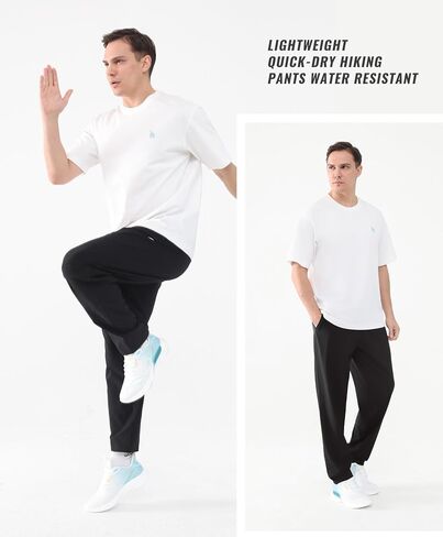 Men's Lightweight Quick-Dry Hiking Pants Water Resistant Elastic Waist with Pockets for Travel Running Fishing in Saudi Arabia