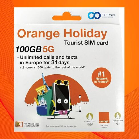 Preloaded Orange Travel Sim Card Now with 30GB of 4G Data, Unlimited Calls & SMS in Europe, 120 mins + 1000 SMS from Europe to Worldwide (Lasts for 14 Days). Tethering Allowed in Saudi Arabia