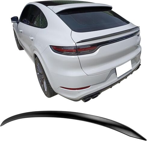IKON MOTORSPORTS, Trunk Spoiler Compatible with 2019-2023 Porsche Cayenne 9Y3 5-Door Coupe, Unpainted Black ABS Plastic Rear Middle Spoiler Wing, 2020 2021 2022 in Saudi Arabia