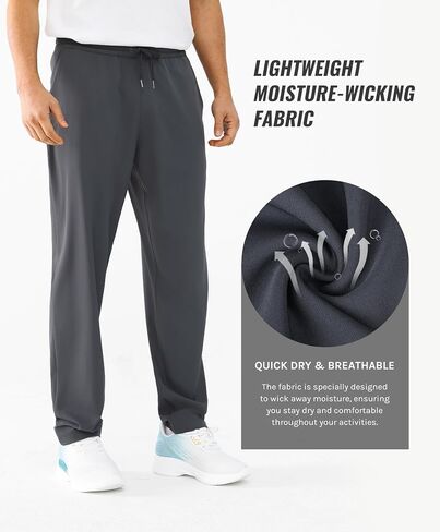 Men's Lightweight Quick-Dry Hiking Pants Water Resistant Elastic Waist with Pockets for Travel Running Fishing in Saudi Arabia