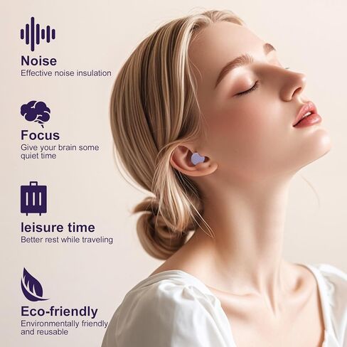 M1 Earplugs, 45dB Ear Plugs for Sleeping, High Fidelity Ear Plugs for Noise Reduction, Work, Travel, Sports, with 6 Silicone Earplug Tips, Reusable Noise Cancelling Ear Plugs, Black in Saudi Arabia