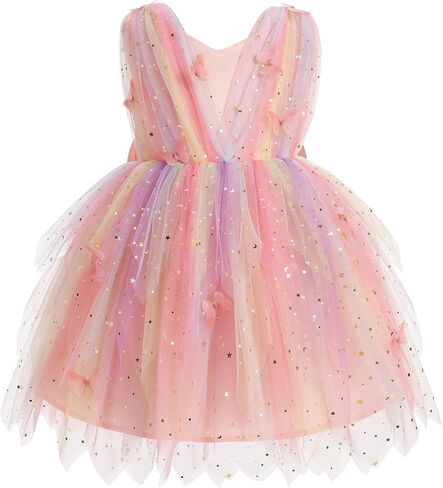 Obeeii Baby Girls Birthdy Party Dress Princess 3D Butterfly Sequin Tulle Tuulle Tutu Dress Toddler Pageant Ordical Prom Dance Dance Dance Dance in Kuwait