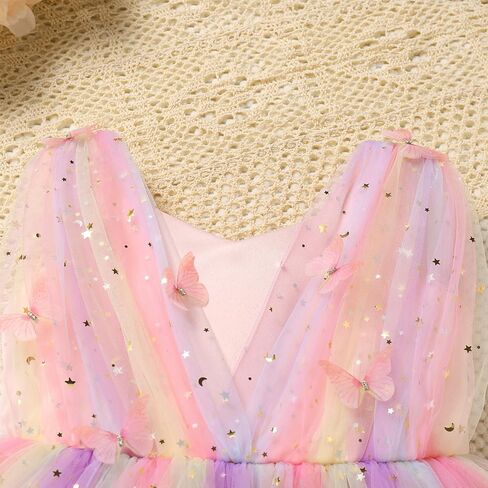 Obeeii Baby Girls Birthdy Party Dress Princess 3D Butterfly Sequin Tulle Tuulle Tutu Dress Toddler Pageant Ordical Prom Dance Dance Dance Dance in Kuwait
