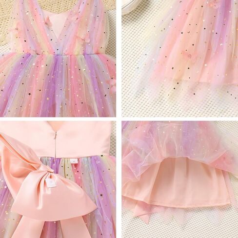 Obeeii Baby Girls Birthdy Party Dress Princess 3D Butterfly Sequin Tulle Tuulle Tutu Dress Toddler Pageant Ordical Prom Dance Dance Dance Dance in Kuwait