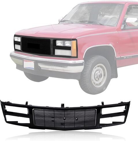 CarPartsDepot Front Grille Grill Black Shell With Insert Compatible With 1988-1993 GMC C/K 1500 2500 3500 Yukon GM1200391 With Dual Headlight Holes in Saudi Arabia