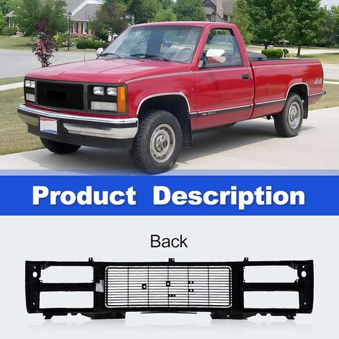 CarPartsDepot Front Grille Grill Black Shell With Insert Compatible With 1988-1993 GMC C/K 1500 2500 3500 Yukon GM1200391 With Dual Headlight Holes in Saudi Arabia