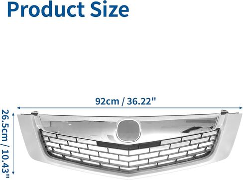 X AutoHaux Chrome Silver Forme Front Hood Grille Grille Grille Grill for Acura TSX 2009 Base V6 2.4L L4 - Gas Pront Upper Grille Grille Grille 1PCS in Saudi Arabia