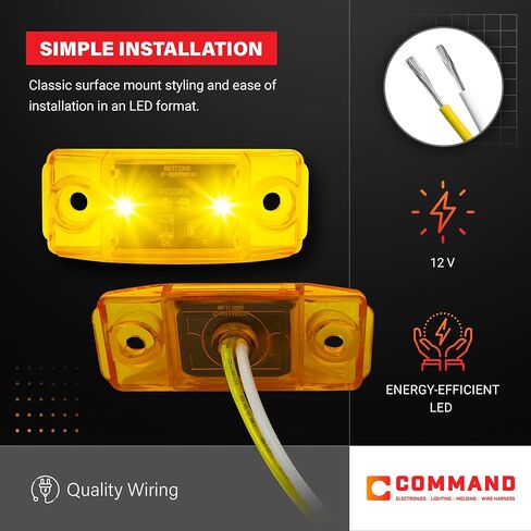 Command Electronics 12V LED Surface Mount Clearance Light – Modern OEM RV, Truck, & Trailer Side Marker – Sealed Polycarbonate Lens – CSA Certified for the US and Canada – Red – 2-Pack in Kuwait