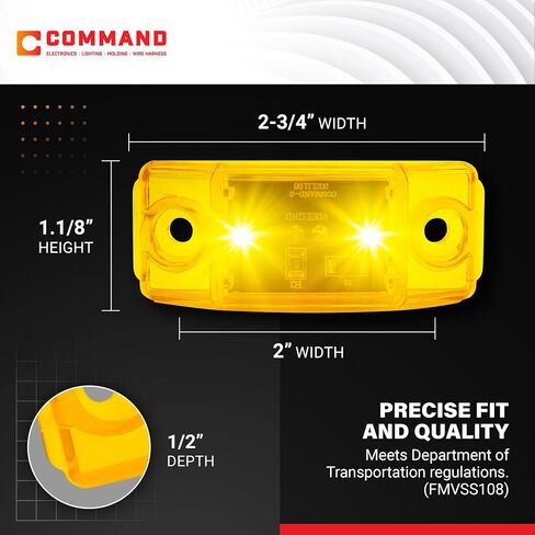 Command Electronics 12V LED Surface Mount Clearance Light – Modern OEM RV, Truck, & Trailer Side Marker – Sealed Polycarbonate Lens – CSA Certified for the US and Canada – Red – 2-Pack in Kuwait