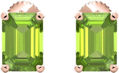 (10X12MM) Emerald Cut Created Gemstones Solitaire Stud Earrings 14K Rose Gold Over Sterling Silver For Women's in Saudi Arabia