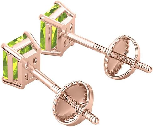 (10X12MM) Emerald Cut Created Gemstones Solitaire Stud Earrings 14K Rose Gold Over Sterling Silver For Women's in Saudi Arabia