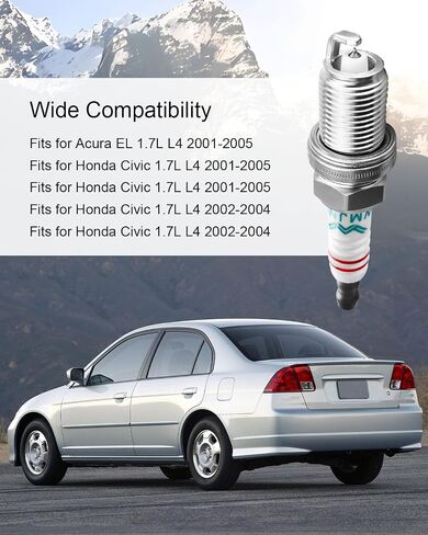 4Pcs Double Iridium Spark Plug Fits for Acura EL Honda Civic 2001-2005 1.7L L4 Engine, Premium Performance Spark Plugs Replace 7100 ZFR6FGP in Saudi Arabia