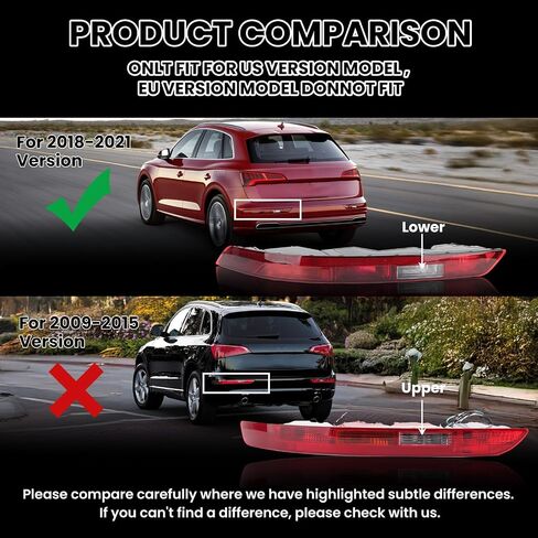 Rear Bumper Tail Light Lamp for Audi Q5 2009-2015 Rear Bumper Reflector Lower Tail Lights Replace 8R0945096 Passenger Side (Right) in Saudi Arabia