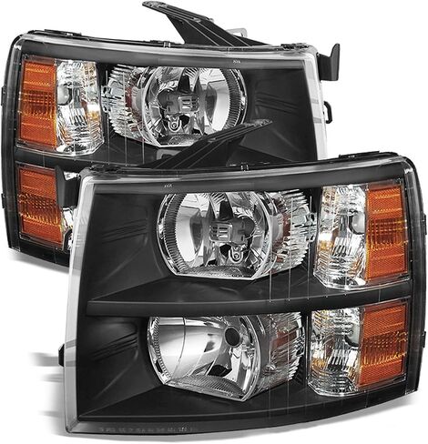 AKKON - Fits 2007-2013 Silverado 1500 07-14 2500HD 3500HD Pickup Black Headlights + Dark Red Tail Brake Lamps Pair Left+Right in Saudi Arabia