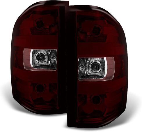 AKKON - Fits 2007-2013 Silverado 1500 07-14 2500HD 3500HD Pickup Black Headlights + Dark Red Tail Brake Lamps Pair Left+Right in Saudi Arabia