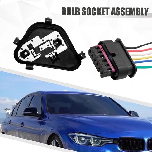 63-21-7-313-043 Rear Left Driver Side Tail Light Lamp Panel Bulb Socket Assembly with Plug Connector, Replacement for BMW 320i 2013-2015, Replaces 63217313043 in Saudi Arabia