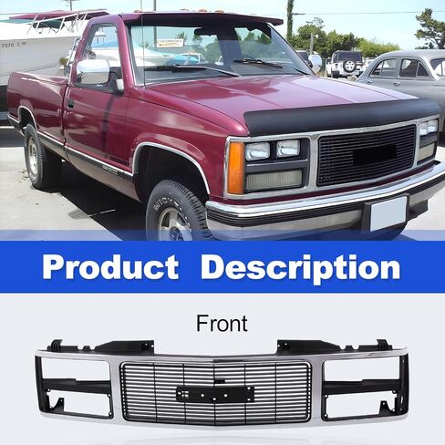 CarPartsDepot Front Grille Grill Black Shell With Insert Compatible With 1988-1993 GMC C/K 1500 2500 3500 Yukon GM1200391 With Dual Headlight Holes in Saudi Arabia