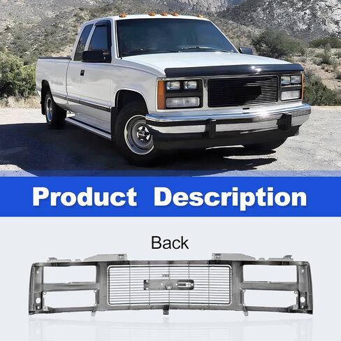 CarPartsDepot Front Grille Grill Black Shell With Insert Compatible With 1988-1993 GMC C/K 1500 2500 3500 Yukon GM1200391 With Dual Headlight Holes in Saudi Arabia