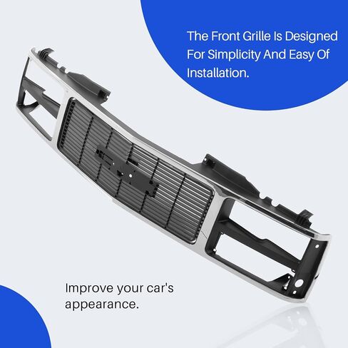 CarPartsDepot Front Grille Grill Black Shell With Insert Compatible With 1988-1993 GMC C/K 1500 2500 3500 Yukon GM1200391 With Dual Headlight Holes in Saudi Arabia
