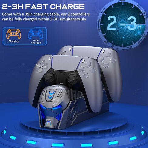 Charger Station for PlayStation 5 Dualsense Controllers-Fast PS5 Dual Controller Stand Charger Dock-LED PS5 Controller Charging Station Accessories -Black&White in Saudi Arabia