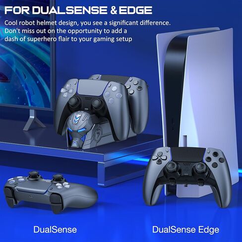 Charger Station for PlayStation 5 Dualsense Controllers-Fast PS5 Dual Controller Stand Charger Dock-LED PS5 Controller Charging Station Accessories -Black&White in Saudi Arabia