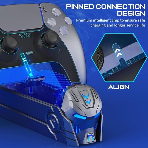Charger Station for PlayStation 5 Dualsense Controllers-Fast PS5 Dual Controller Stand Charger Dock-LED PS5 Controller Charging Station Accessories -Black&White in Saudi Arabia