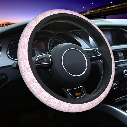 غطاء عجلة التوجيه الوردية للنساء ، وامتصاص التنفس غير القابل للتنفس والعرق ، واقي عجلة القيادة بالأقواس الوردية ، وملحقات السيارات ، وملاءمة عالمية 14.5-15 بوصة شاحنة سيارات السيارات in Kuwait