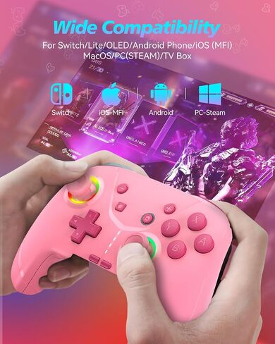 Wireless Switch Controller for Nintendo Switch/Lite/OLED, Bluetooth Game Controller for iPhone/Android/Mobile Phone/PC/Steam/Mac/iPad/TV with Macro/Vibration/Motion Control/Turbo/800mAh Battery in Saudi Arabia
